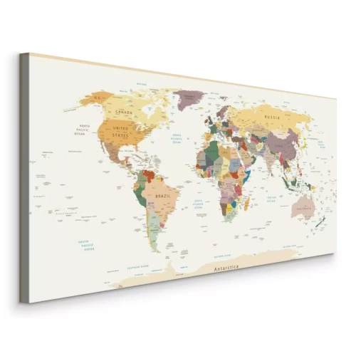 Bild Politische Weltkarte in Retro-Farben mit Ländernamen