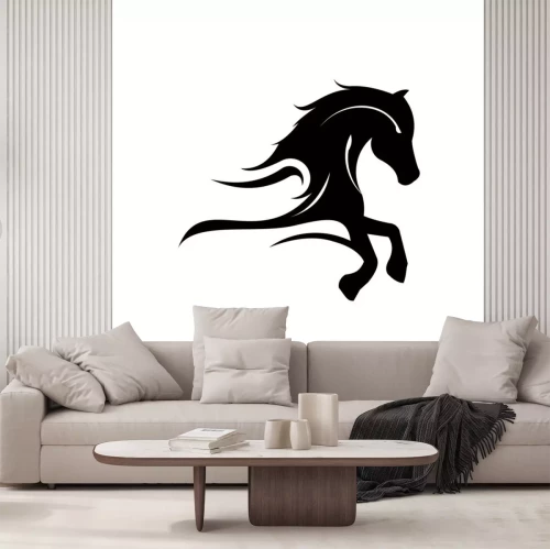 Sticker Pferdekopf und -hufen schwarze Grafik