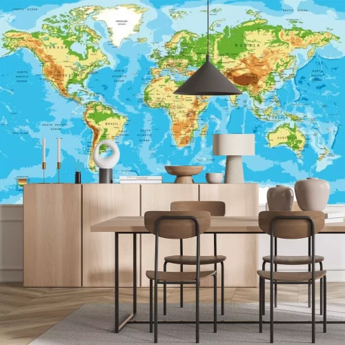 Fototapete Physische Karte der Welt