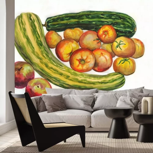 Sticker Obst und Gemüse in Aquarellfarben gemalt