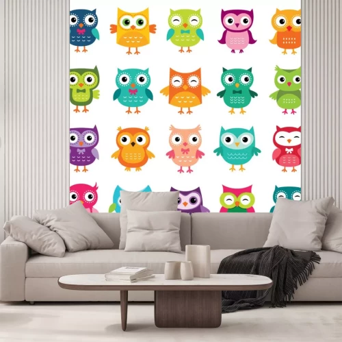 Sticker Nette Karikatur-Eulenansammlung