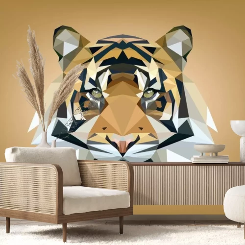 Sticker Tiger Kopf aus geometrischen Formen