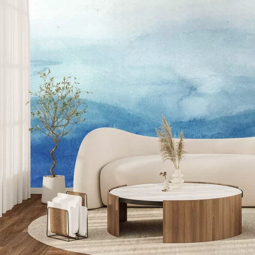 Sticker Blaue Wellen im Aquarell