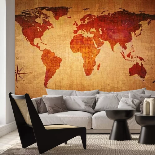 Fototapete Stilisierte Weltkarte in Rottönen