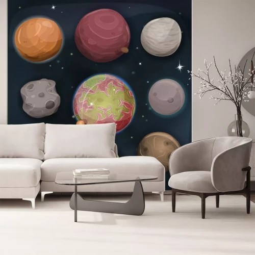 Sticker Bunte Planeten und Planetoiden Grafik