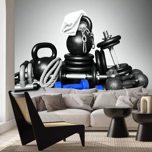 Sticker Sportgeräte für Bodybuilding in einem Haufen gesammelt