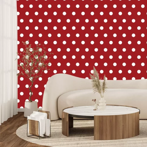 Sticker Weißen Tupfen auf rotem Hintergrund