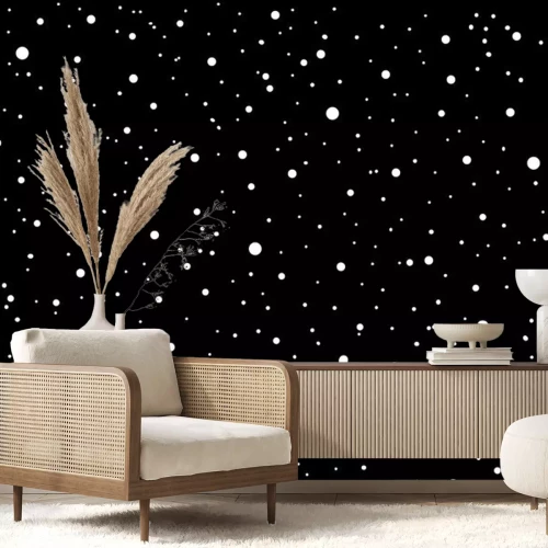 Sticker Weiße Punkte von Sternen auf schwarzem Hintergrund