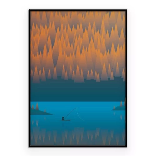 Poster Abstrakte Waldlandschaft in Form einer Grafik