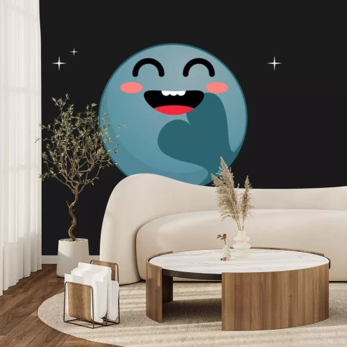 Sticker Planeten für Kinder lächelnder Pluto Grafik