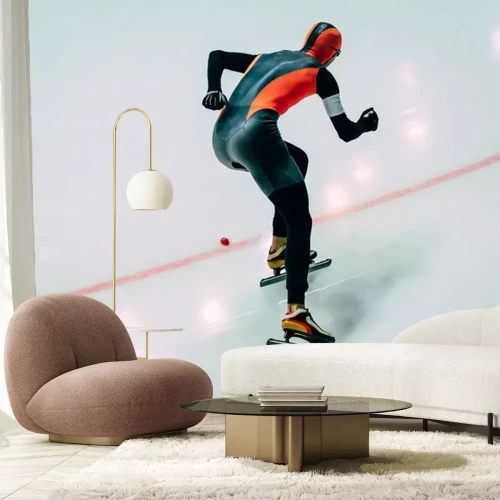 Sticker Männer Sportler Sprint Eisschnelllauf. Eislaufen im Innenbereich