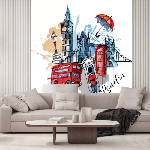 Sticker Aquarell Vektor London Hintergrund