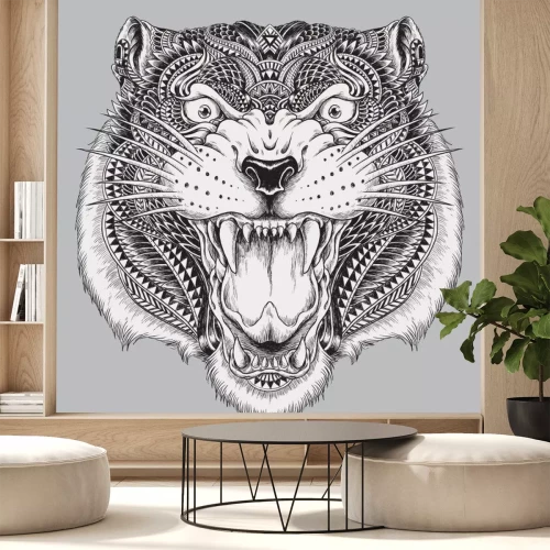 Sticker Tiger mit Mustern offenes Maul