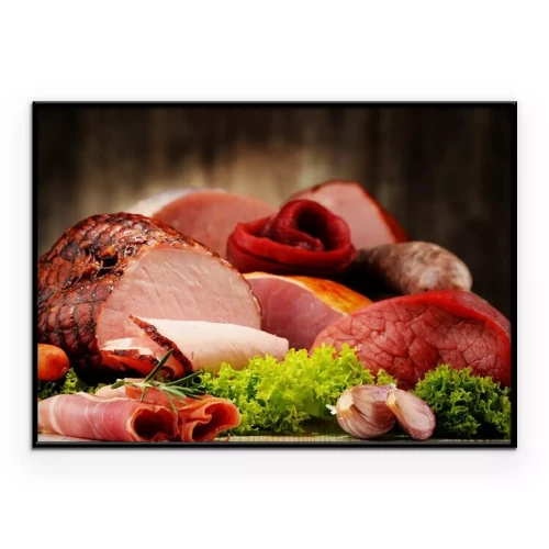 Poster Eine Komposition mit verschiedenen Schinken- und Aufschnittsorten