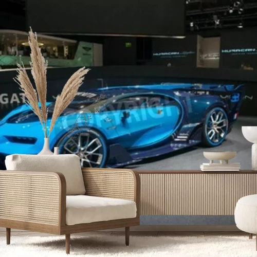 Fototapete Ein ausgestellter blauer Bugatti