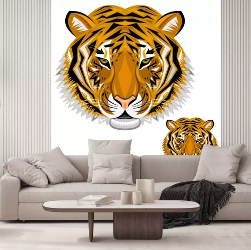 Sticker Tiger zwei Köpfe ein größerer und ein kleinerer