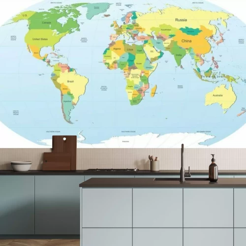 Sticker Politische Weltkarte in Farbe