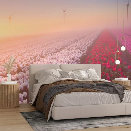 Sticker Bepflanzung mit roten und rosa Tulpen