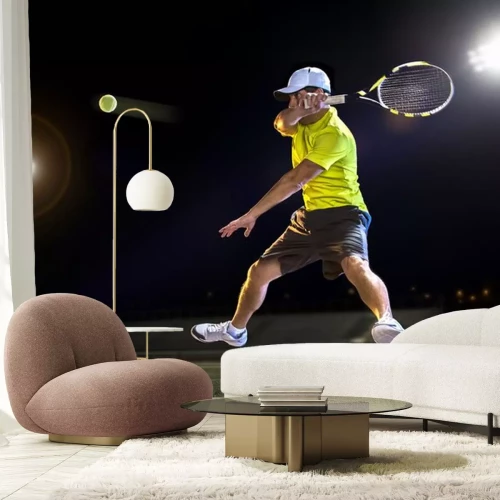 Sticker Tennis-Spieler während eines Spiels in der Nacht