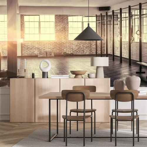 Sticker Eine Turnhalle mit Backsteinmauern