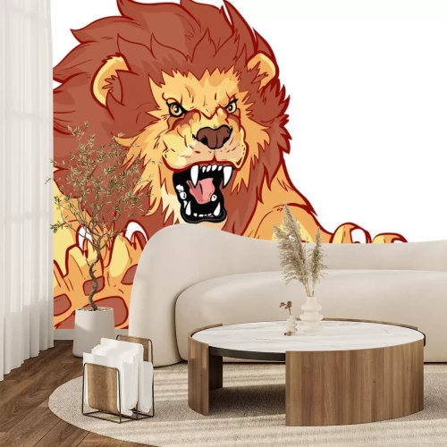 Sticker Bedrohlicher Löwe im Sprung Grafik