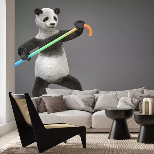 Sticker Panda 3d mit einer Zuckerstange