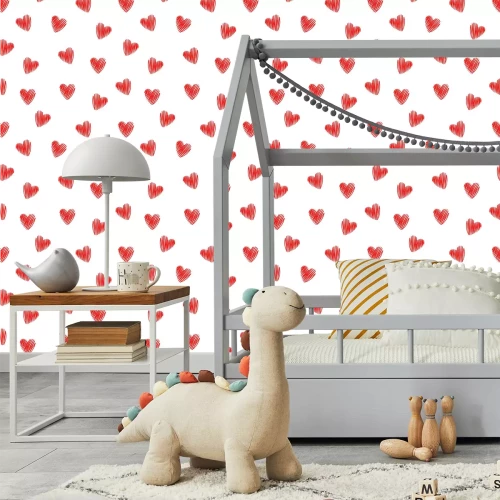 Tapete Mit Buntstift gemalte Herzen