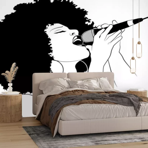 Sticker Vektor-Illustration eines Jazz-Sängerin