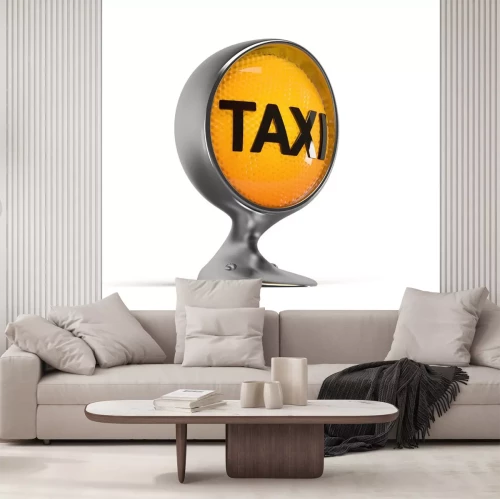 Sticker Beleuchtete Taxi-Zeichen auf einem Vintage-Scheinwerfer