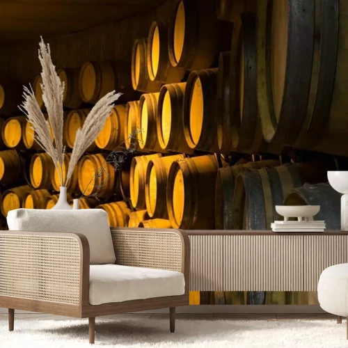 Fototapete Holzfässer im Keller