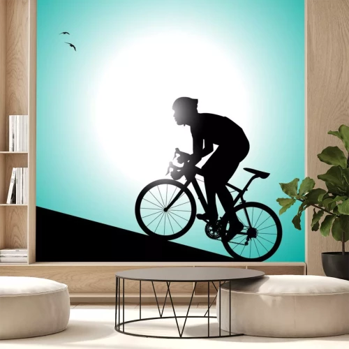 Sticker Silhouette von ciclista che pedala in salita