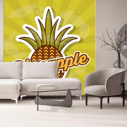 Sticker Ananas auf grünem Hintergrund Grafik