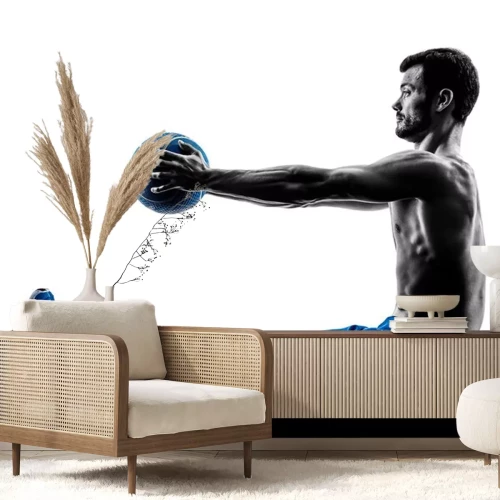 Sticker Mann Ausübung Fitness-Gewichte Silhouette