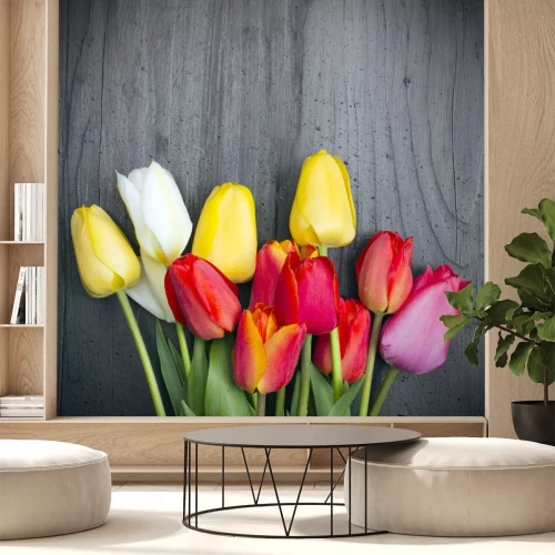 Sticker Rote  gelbe und weiße Tulpen