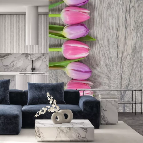 Sticker Rosa Tulpen in einer Reihe