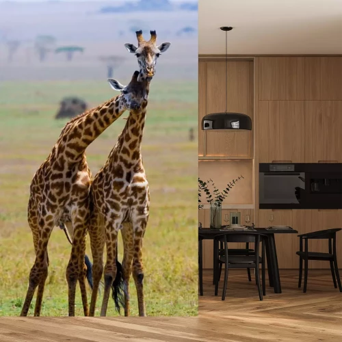 Sticker Zwei Giraffen in Tansania