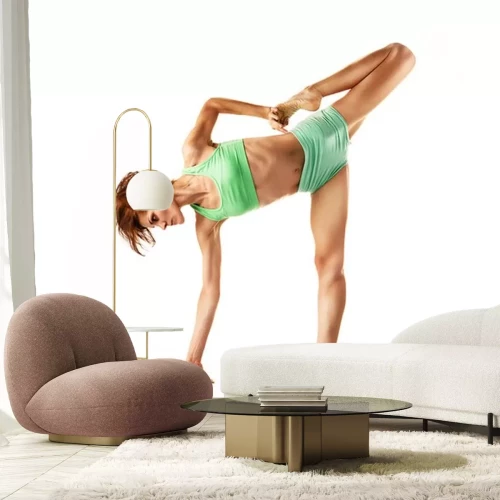 Sticker Schöne junge Mädchen, die in Yoga, Gymnastik, Fitness