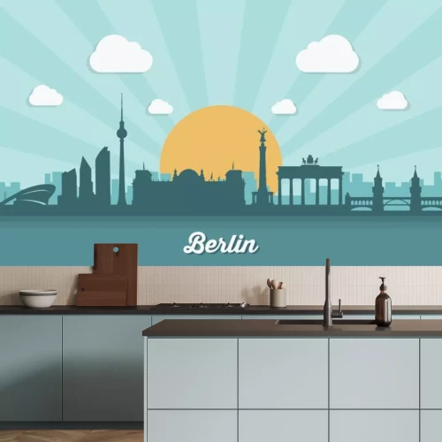 Sticker Berliner Skyline - flaches Design