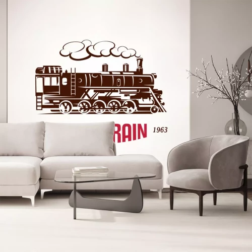 Sticker Retro Zug, Jahrgang Vektor-Symbol, Emblem, Label-Vorlage