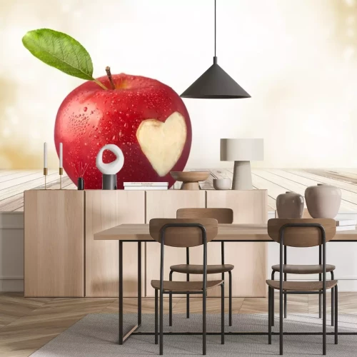 Sticker Roter Apfel mit weißem Herzen
