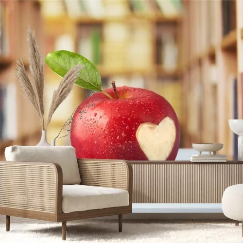 Sticker Roter Apfel in der Bibliothek