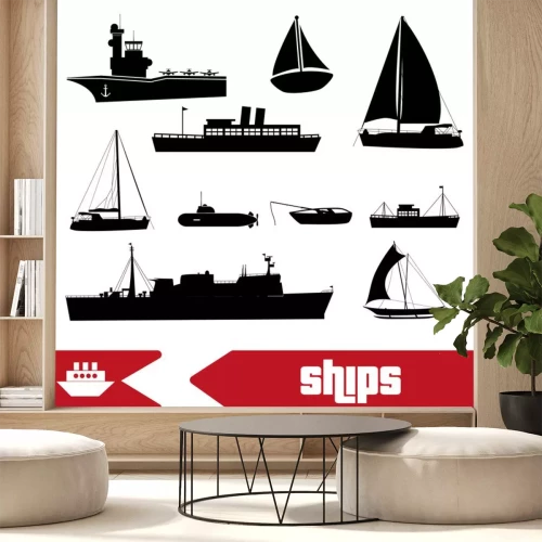 Sticker Verschiedene Transport Marine Schiffe Icons gesetzt eps10
