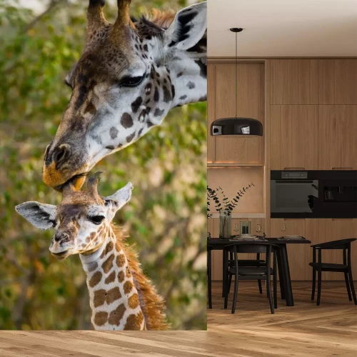 Sticker Giraffe mit Mutter