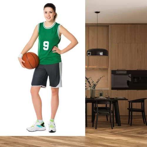 Sticker Junge Mädchen Basketball-Spieler