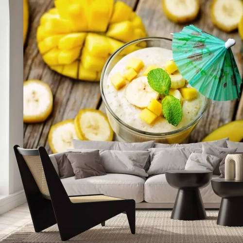 Sticker Bananen tropische Früchte Minze Cocktail Smoothie