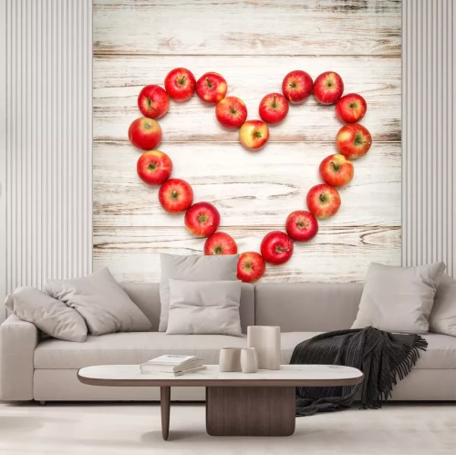 Sticker Herz aus roten Äpfeln angeordnet