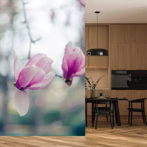 Sticker Rosa Magnolien auf einer künstlerischen Fotografie