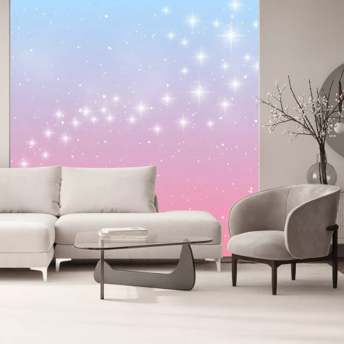 Sticker Weiße Sterne auf blau-rosa Hintergrund