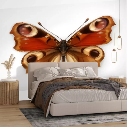 Sticker Schmetterling auf einer realistischen Illustration