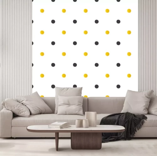 Sticker Golden und schwarz Tupfen nahtlose Muster Hintergrund.